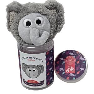 Scentsy Bitty Buddy Gray Elephant Plush Scented Black Raspberry Vanilla Fragrant
